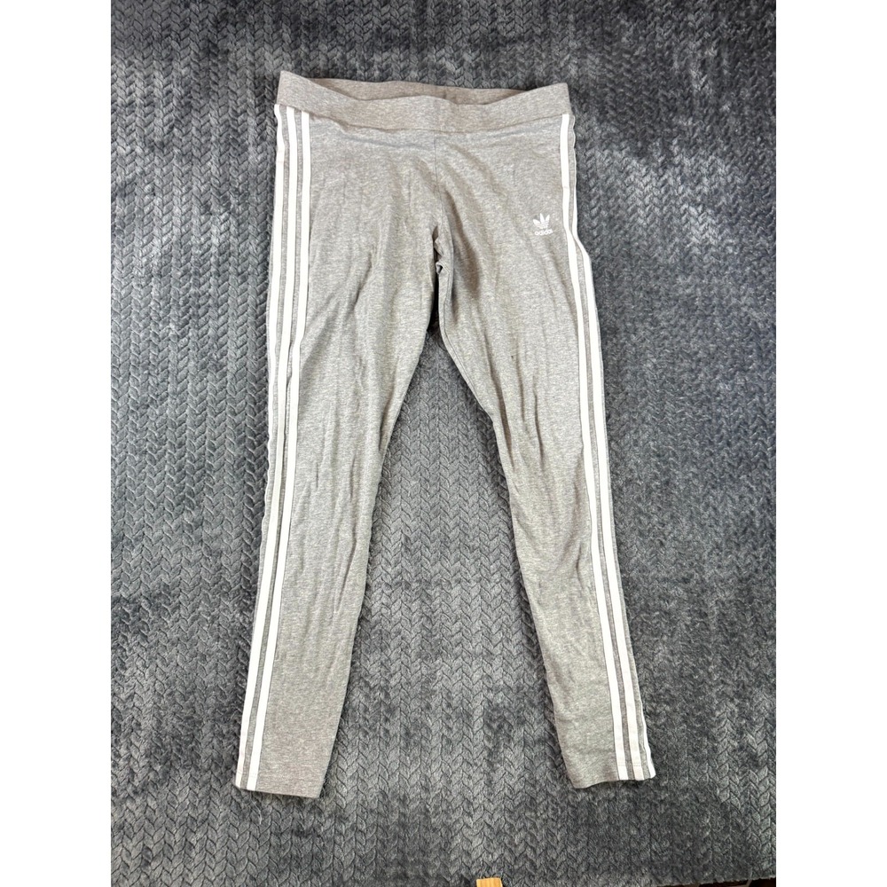 Adidas Originals Leggings Womens Large Gray‎ Stretch 3 Stripe Performance Yoga